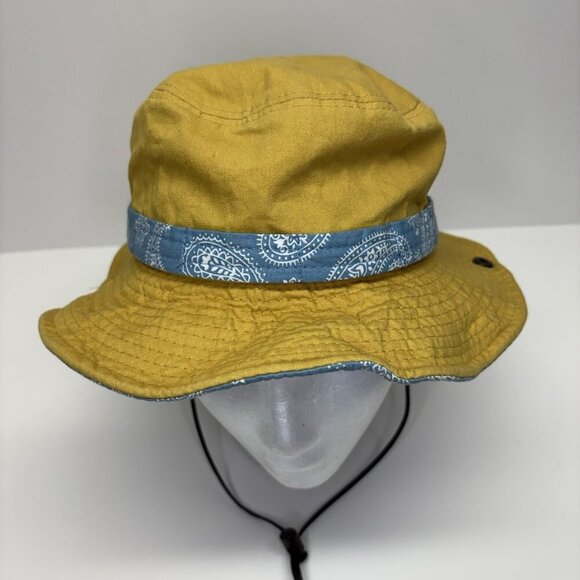 Polcadot Summer Bucket Hat Cap Yellow Blue Summer Garden Hiking Unisex Beach - Picture 2 of 10